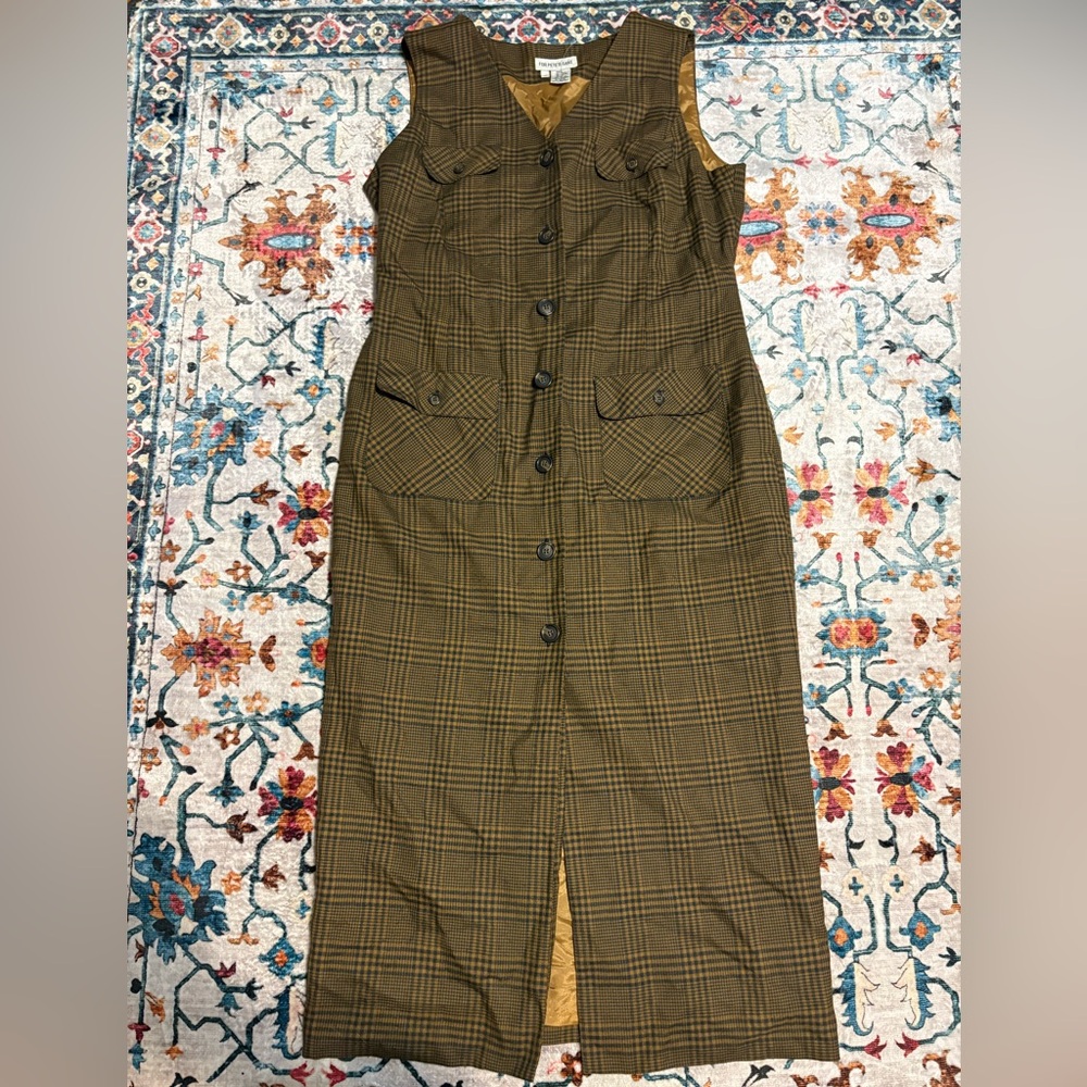 Plaid Sleeveless Button-Up Blazer Dress